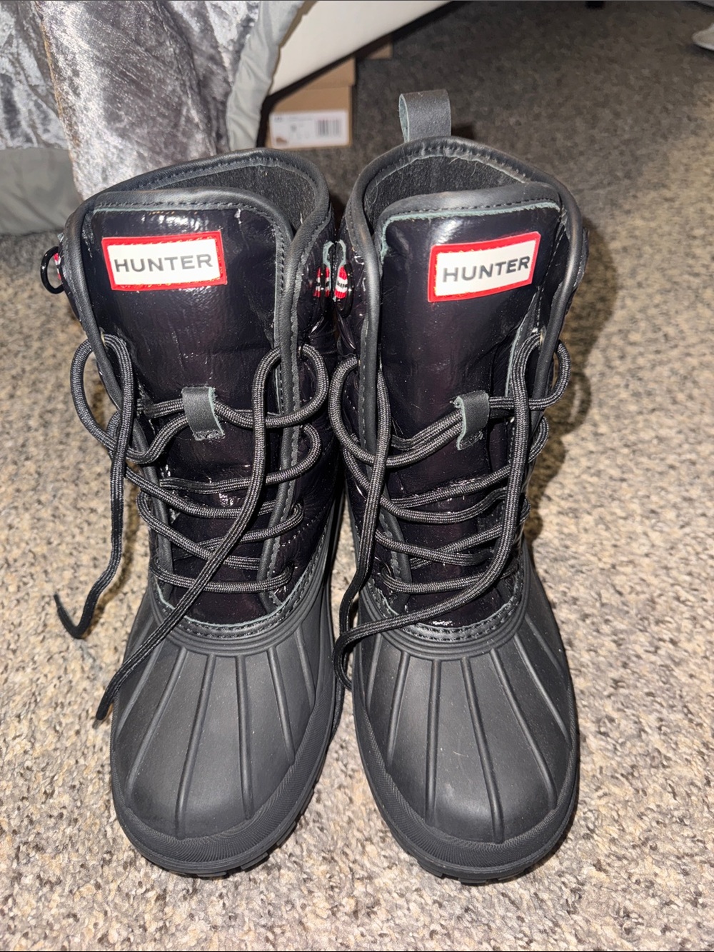 Hunter Black Lace-Up Waterproof Boot